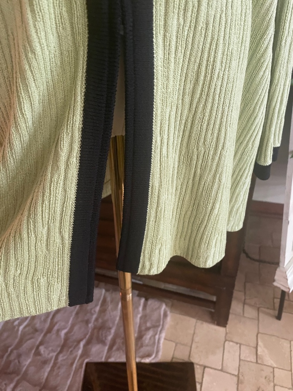 St John Ribbed Long Cardigan with Black Trim Gold Logo Buttons Size 10 - Picture 9 of 15